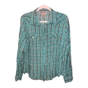 Wrangler Vintage Pearl Snap Western Rancher Blouse Size XXL SE1